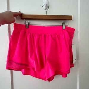 lululemon Hotty Hot Low Rise Lined Short 4” Pink Highlighter